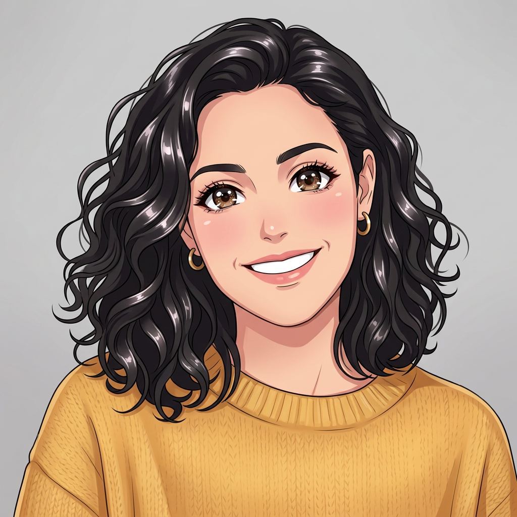 The same woman redrawn as a Anime cartoon character
